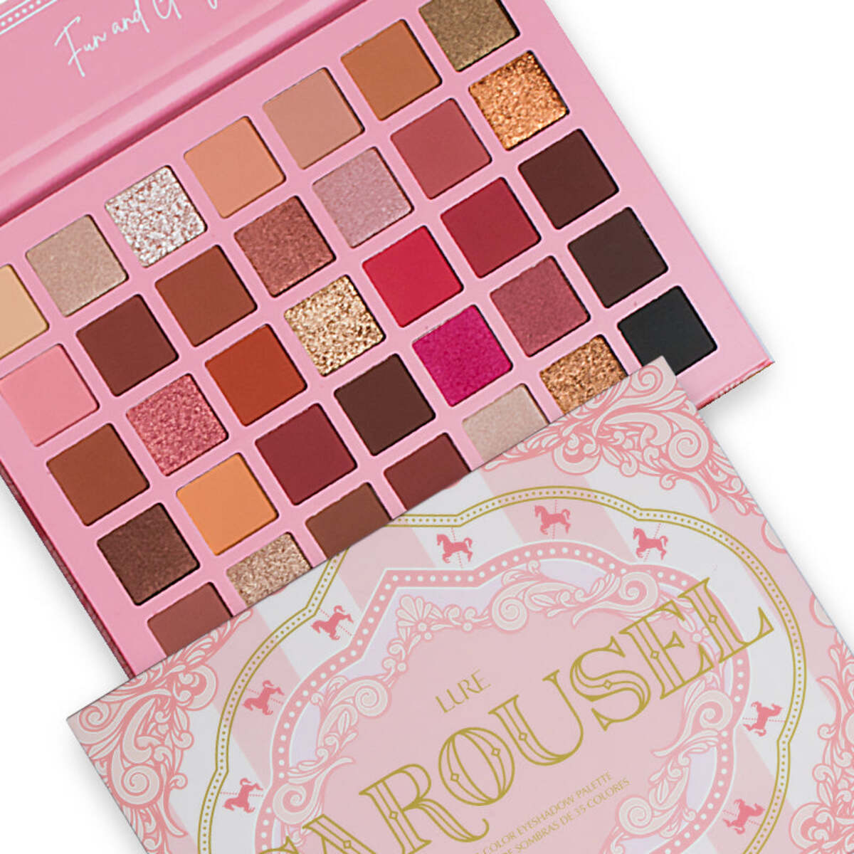 ¡Explora una gama infinita de looks con la paleta de sombras Lure Fair Carousel! Disfruta de 35 tonos diferentes.